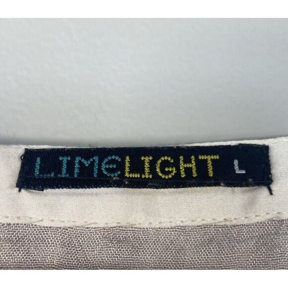 Limelight Embroidered Beige Short Silk Kurti Tunic Dress L Floral Tropical Light - Picture 10 of 14